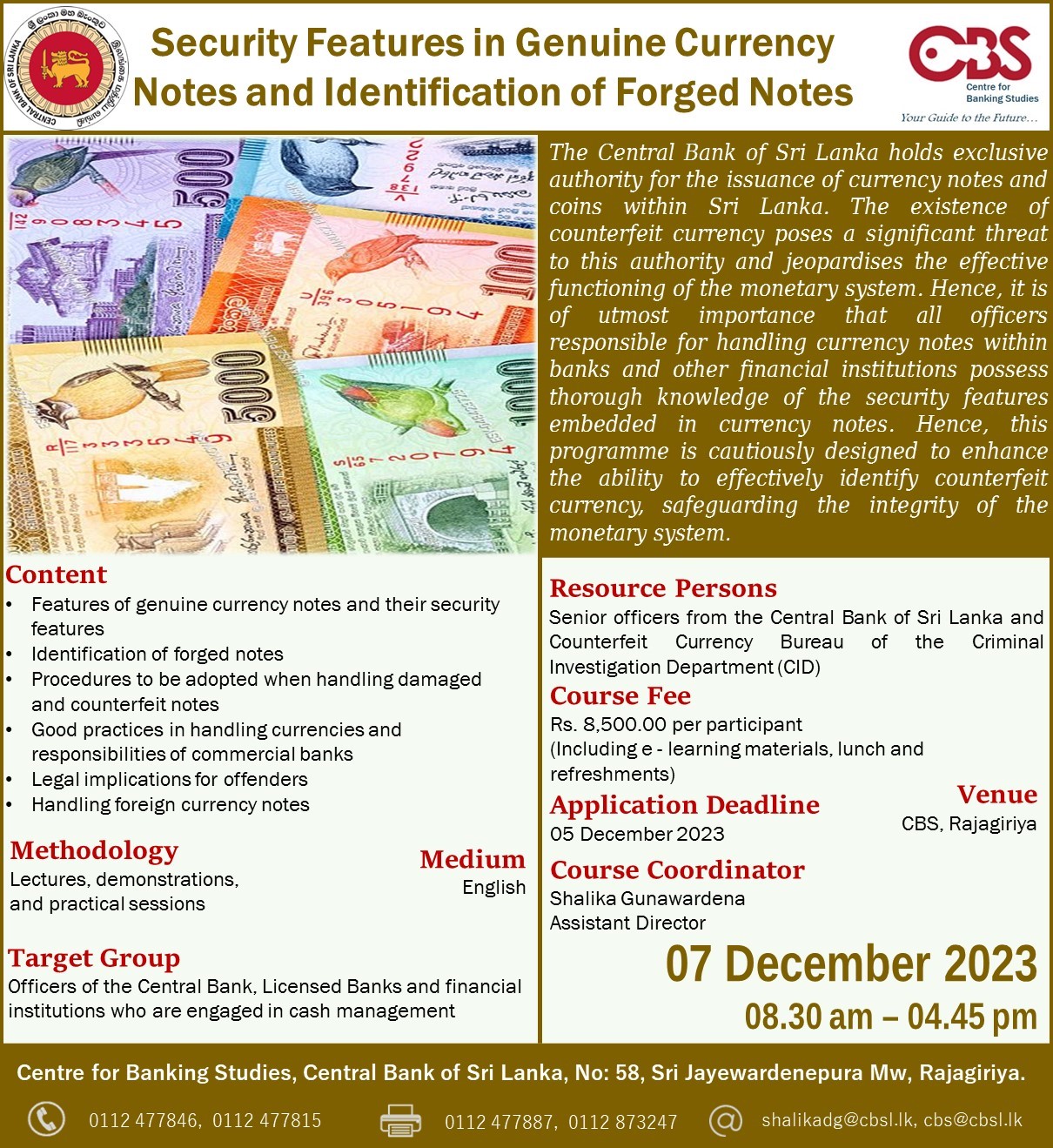 Security Features in Genuine Currency Notes and Identification of Forged Notes Dec 2023