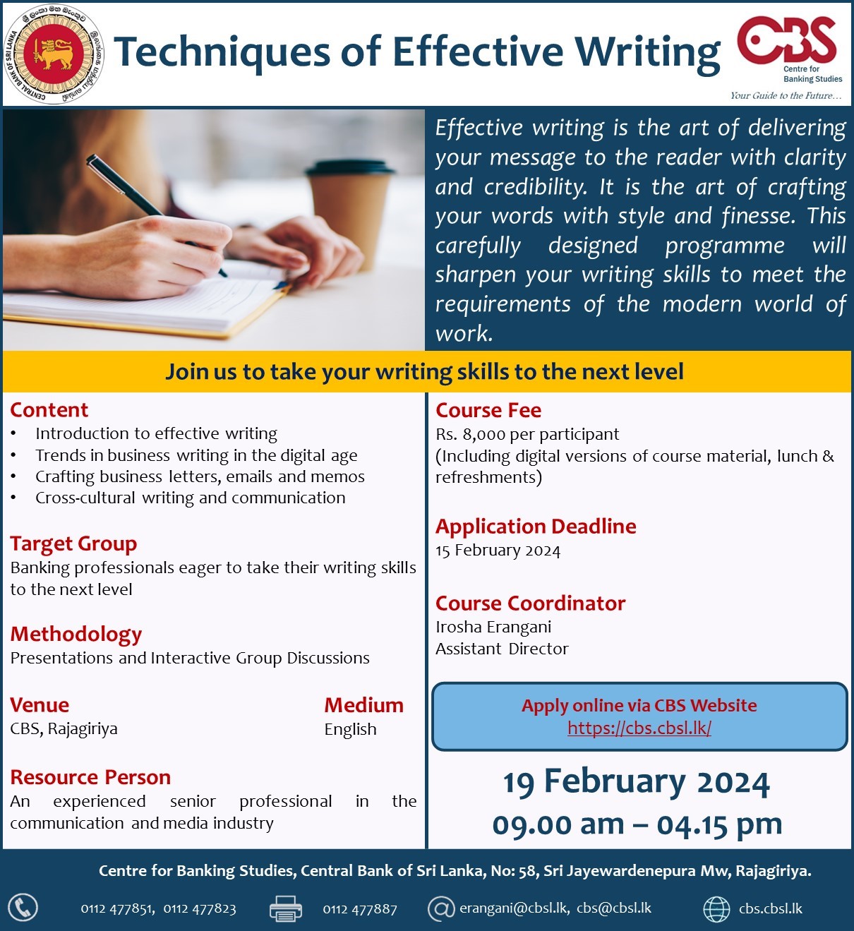 Programme on Techniques of Effective Writing - 19 February 2024