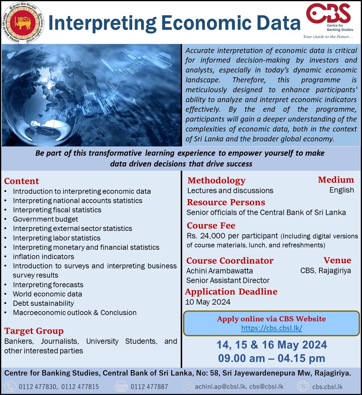 Interpreting Economic Data - 14,15 & 16 May 2024