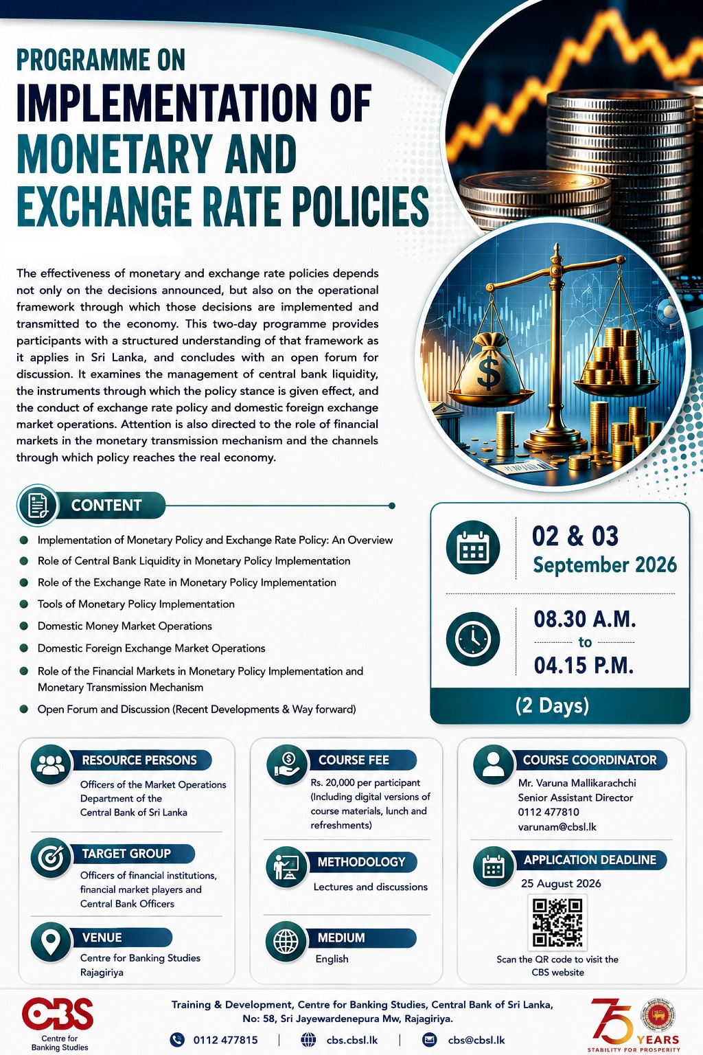 Implementation of Monetary and Exchange Rate Policies - 02 & 03 September 2026